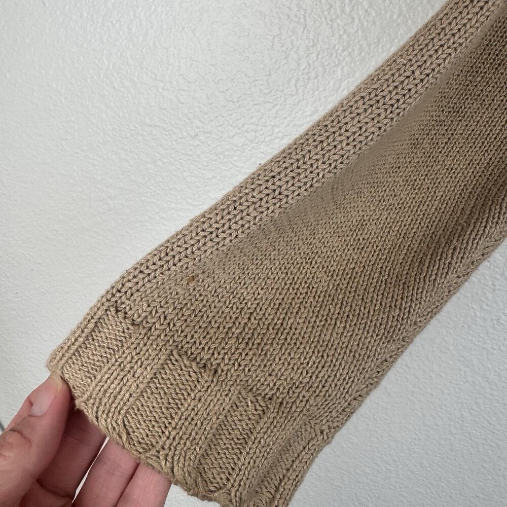 Vintage Newport News Embroidered 90s Mom Knit Tunic Sweater Cottagecore Tan M - Picture 8 of 16